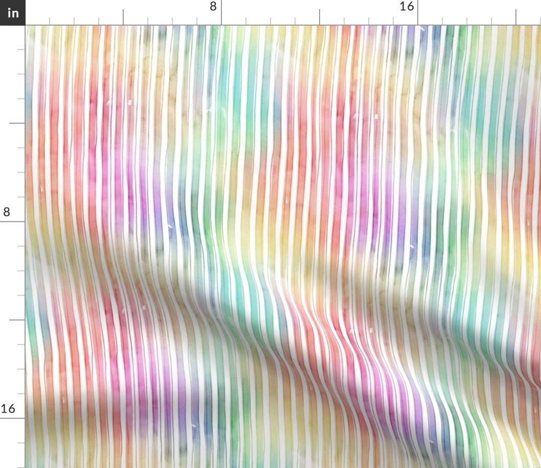 Bright Pastel Watercolor Vertical Stripes and Lines Fabric