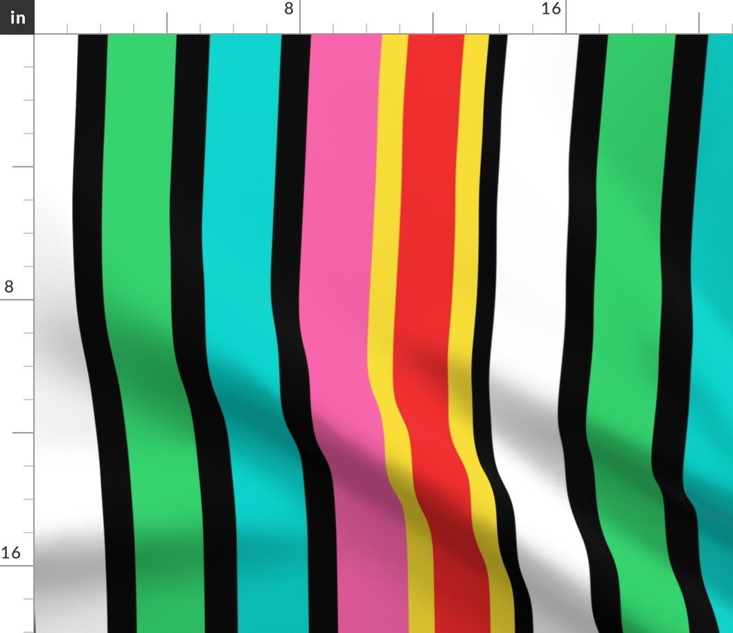 Candy Colored Vertical  Deckchair Stripes in Pink, Aqua and Mint Fabric