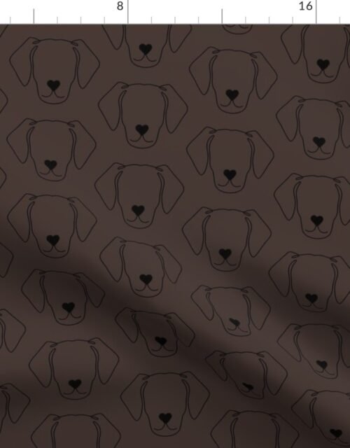 Chocolate Brown Good Boie Outline Dogs Fabric