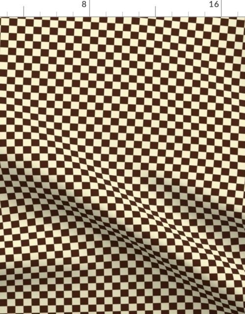 Chocolate Brown and Cream Checkerboard Squares Fabric