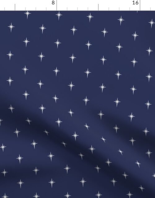 Christmas Faux Silver Foil Star in Midnight Blue Fabric