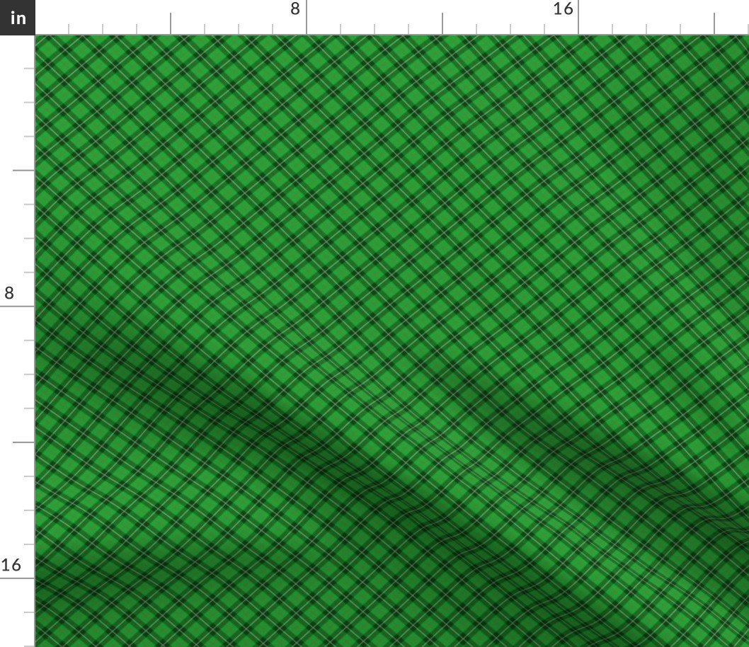 Christmas Holly Green and Argyle Tartan Plaid with Crossed White and Red Lines Fabric