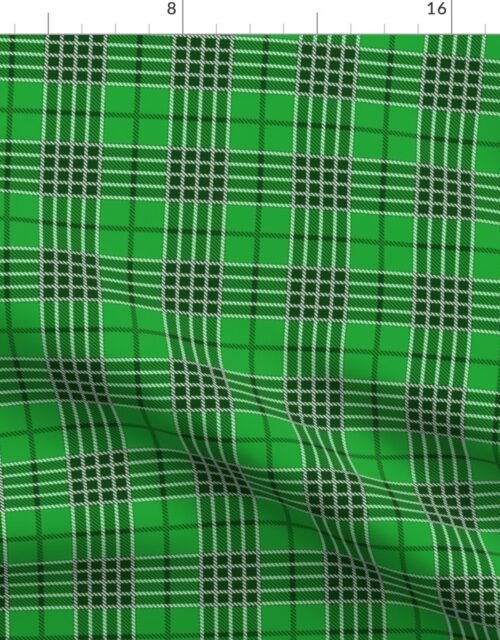 Christmas Holly Green and Evergreen Tartan with White Lines Fabric