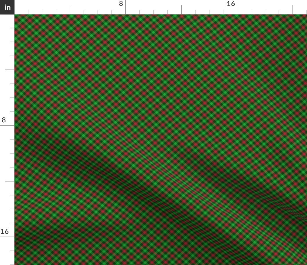Christmas Holly Green and Red Tartan Check with Wide Crossed Green Lines Fabric