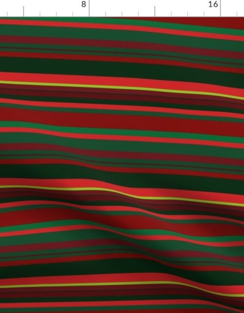 Christmas Reds and Greens Horizontal Multi Stripe Fabric