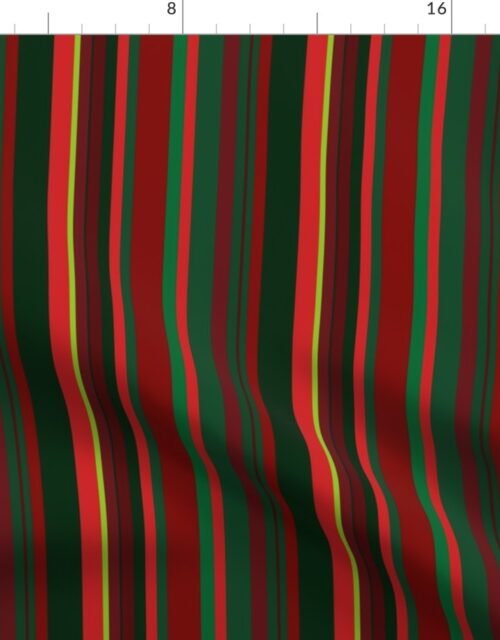 Christmas Reds and Greens Vertical Multi Stripe Fabric