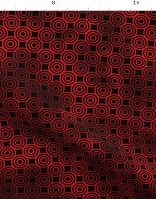 Circle Rings in Black and Ruby Red Vintage Faux Foil Art Deco Vintage Foil Pattern Fabric