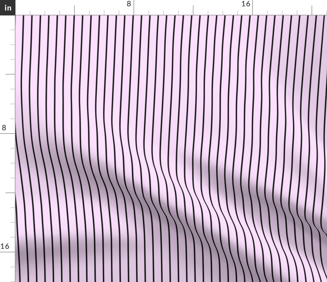 Classic 1/2 Inch Black Pinstripe on a Pale Pink Cotton Candy Background Fabric