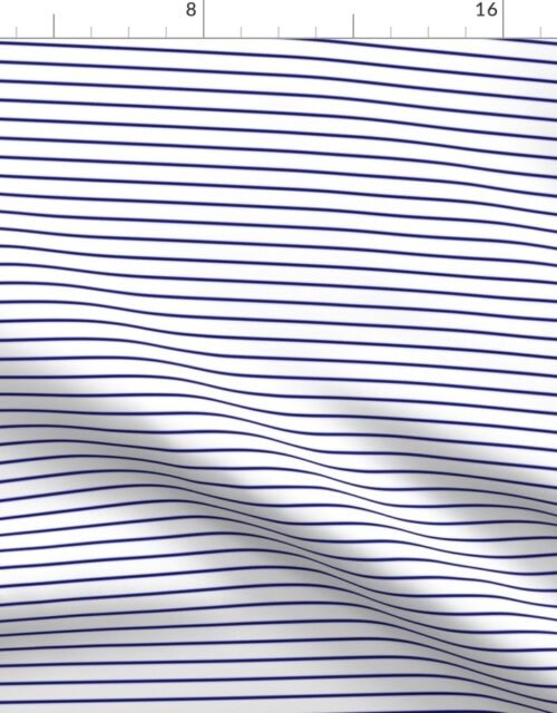 Classic 1/2 Inch Navy Blue Pinstripe on a White Background Fabric