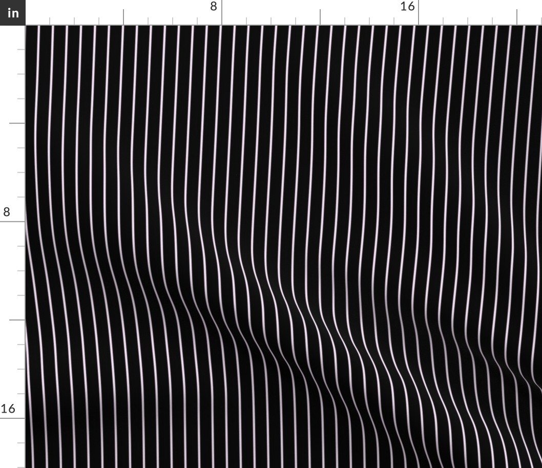 Classic 1/2 Inch Pale Pink Cotton Candy Pinstripe on a Black Background Fabric