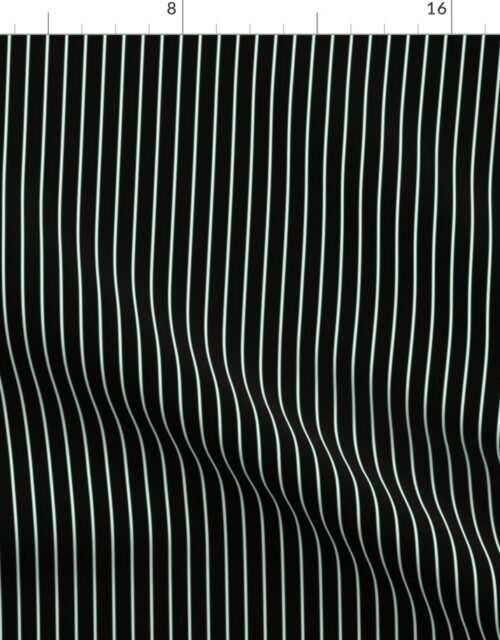 Classic 1/2 Inch Summer Mint Green Pinstripe on a Black Background Fabric