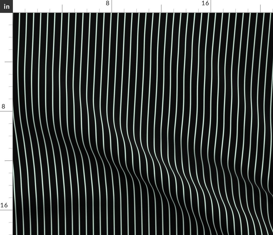 Classic 1/2 Inch Summer Mint Green Pinstripe on a Black Background Fabric