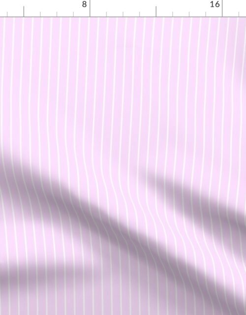 Classic 1/2 Inch White Pinstripe on a Pale Pink Cotton Candy Background Fabric