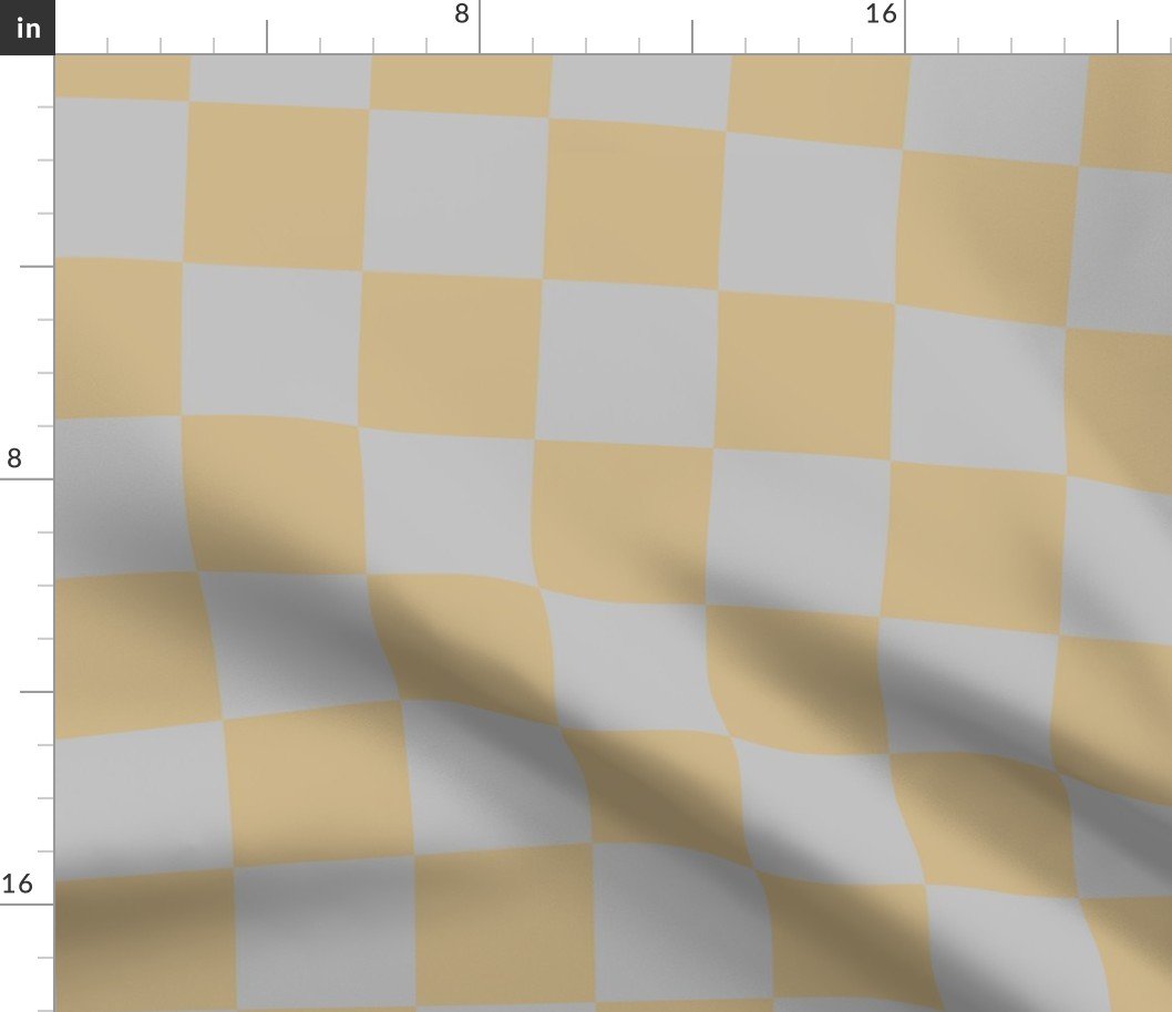 Classic 3″ Checkerboard Christmas Holiday Squares in Antique Silver and Gold Fabric