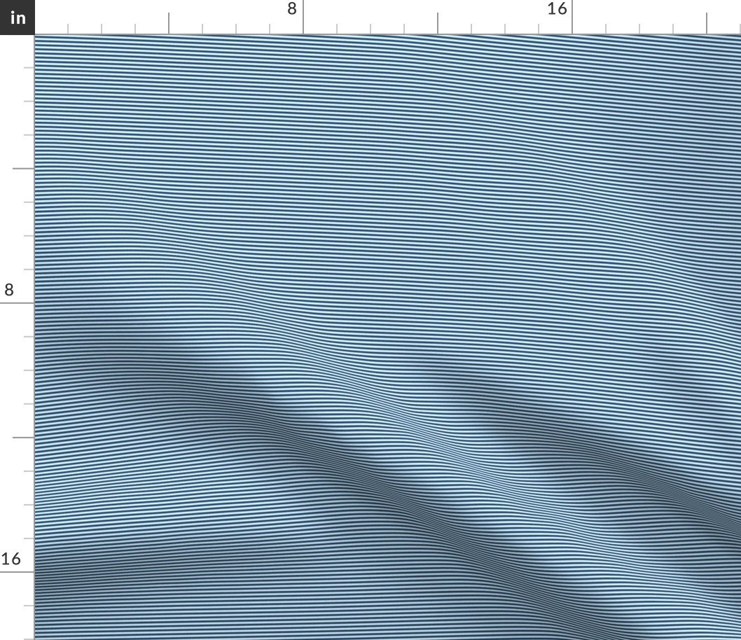 Classic Blue and White Micro Horizontal 1/16 inch Pin Stripes Fabric