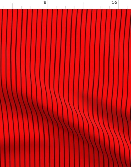 Classic Half Inch Black Pinstripe on Red Fabric