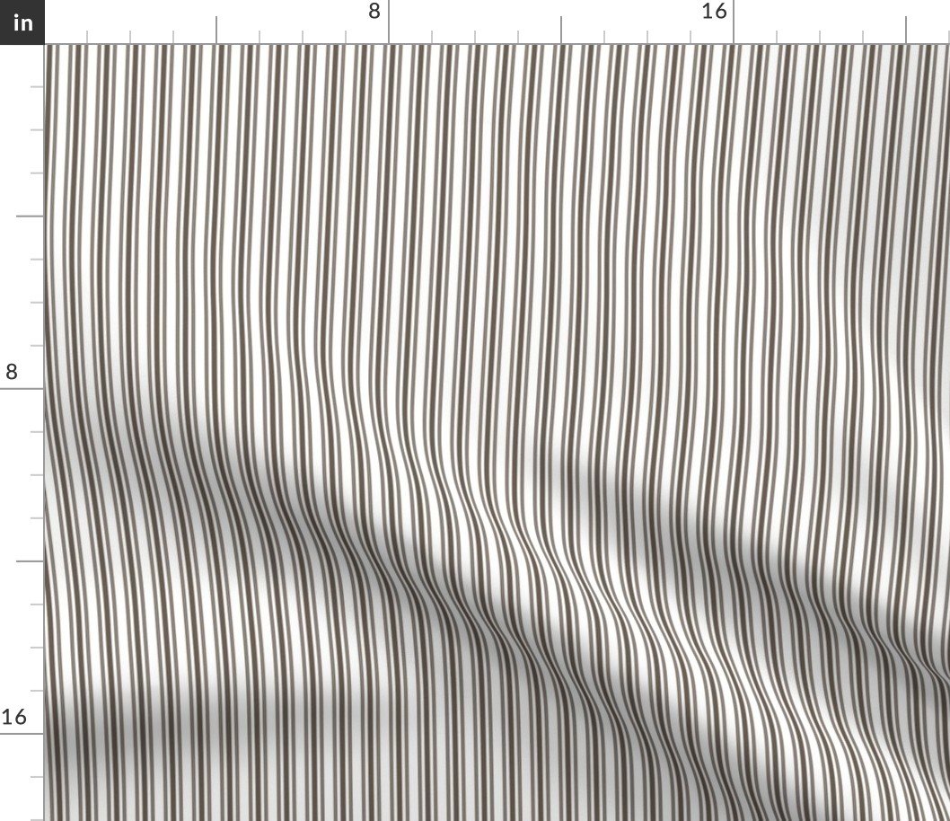 Classic Small Brown Coco Pastel Brown French Mattress Ticking Double Stripes Fabric