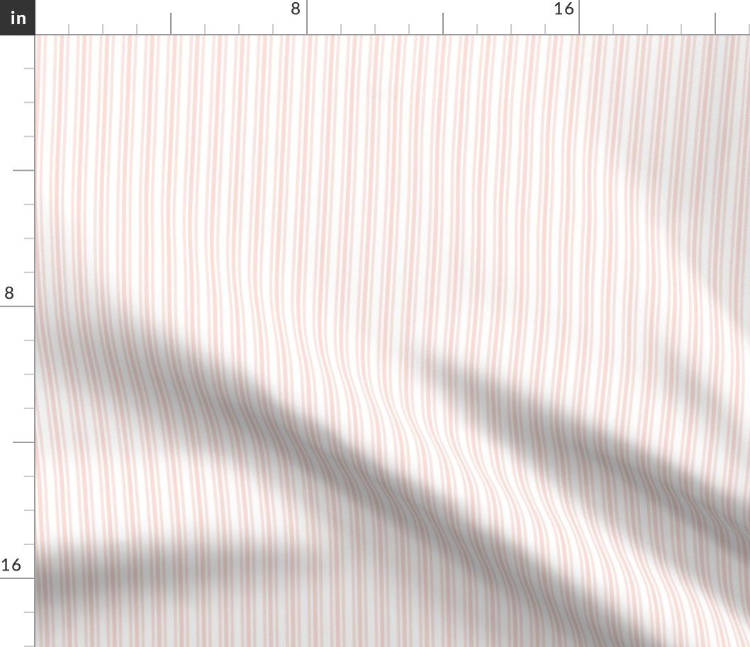 Classic Small Pink Rosebud Pastel Pink French Mattress Ticking Double Stripes Fabric