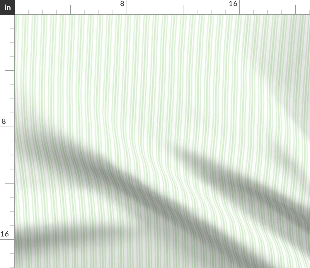 Classic Small Spearmint Mint Pastel Green French Mattress Ticking Double Stripes Fabric