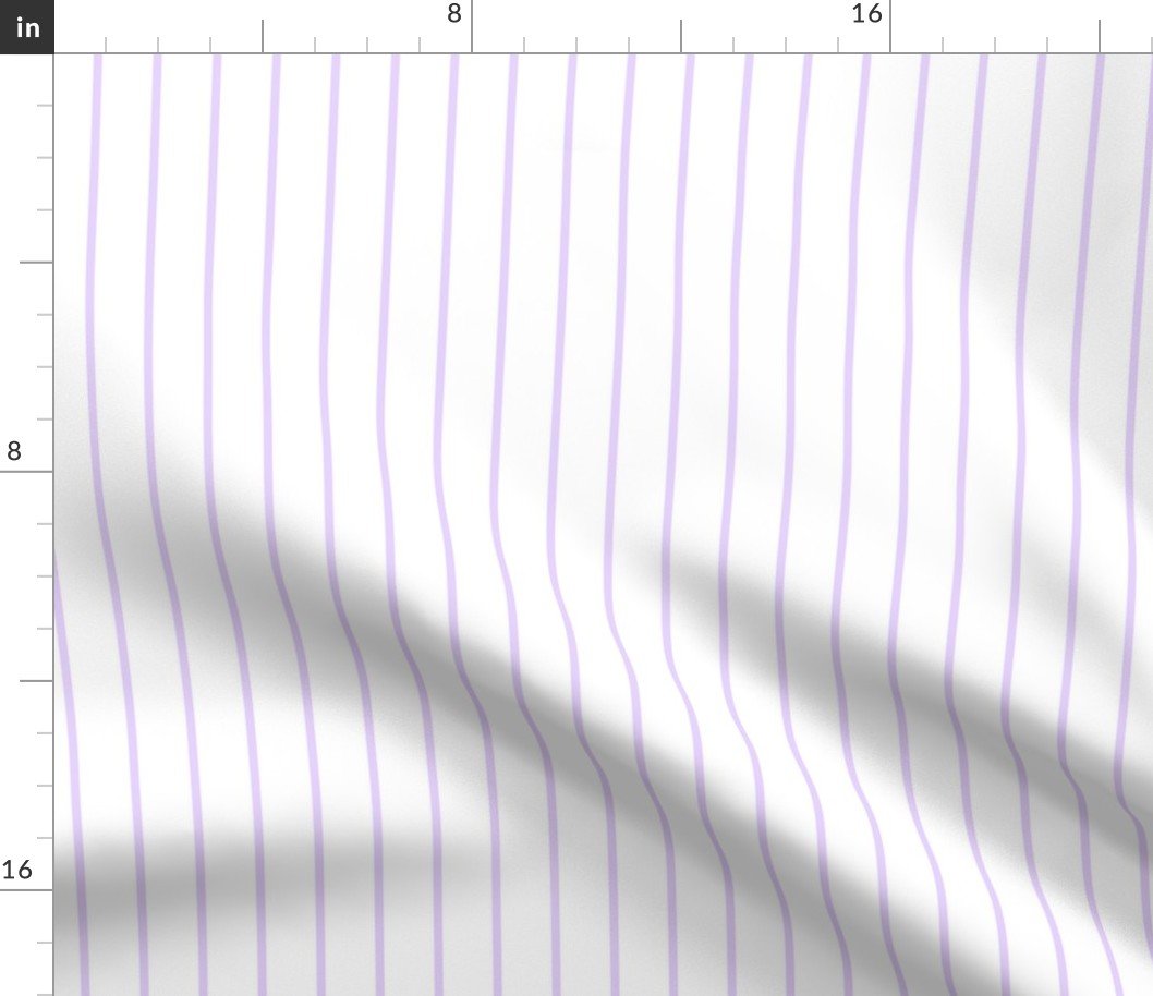 Classic wider 1 Inch Pale Lilac Pinstripe on a White Background Fabric