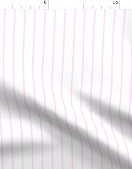 Classic wider 1 Inch Pale Pink Cotton Candy Pinstripe on a White Background Fabric