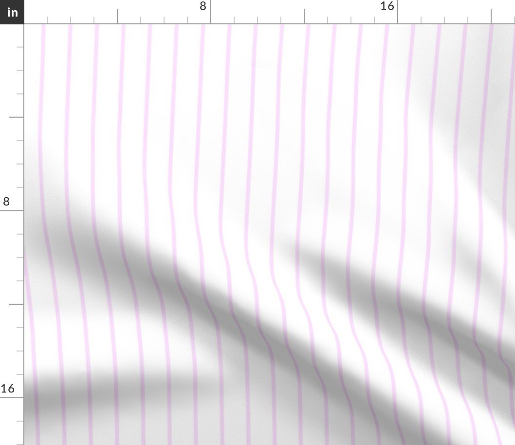 Classic wider 1 Inch Pale Pink Cotton Candy Pinstripe on a White Background Fabric