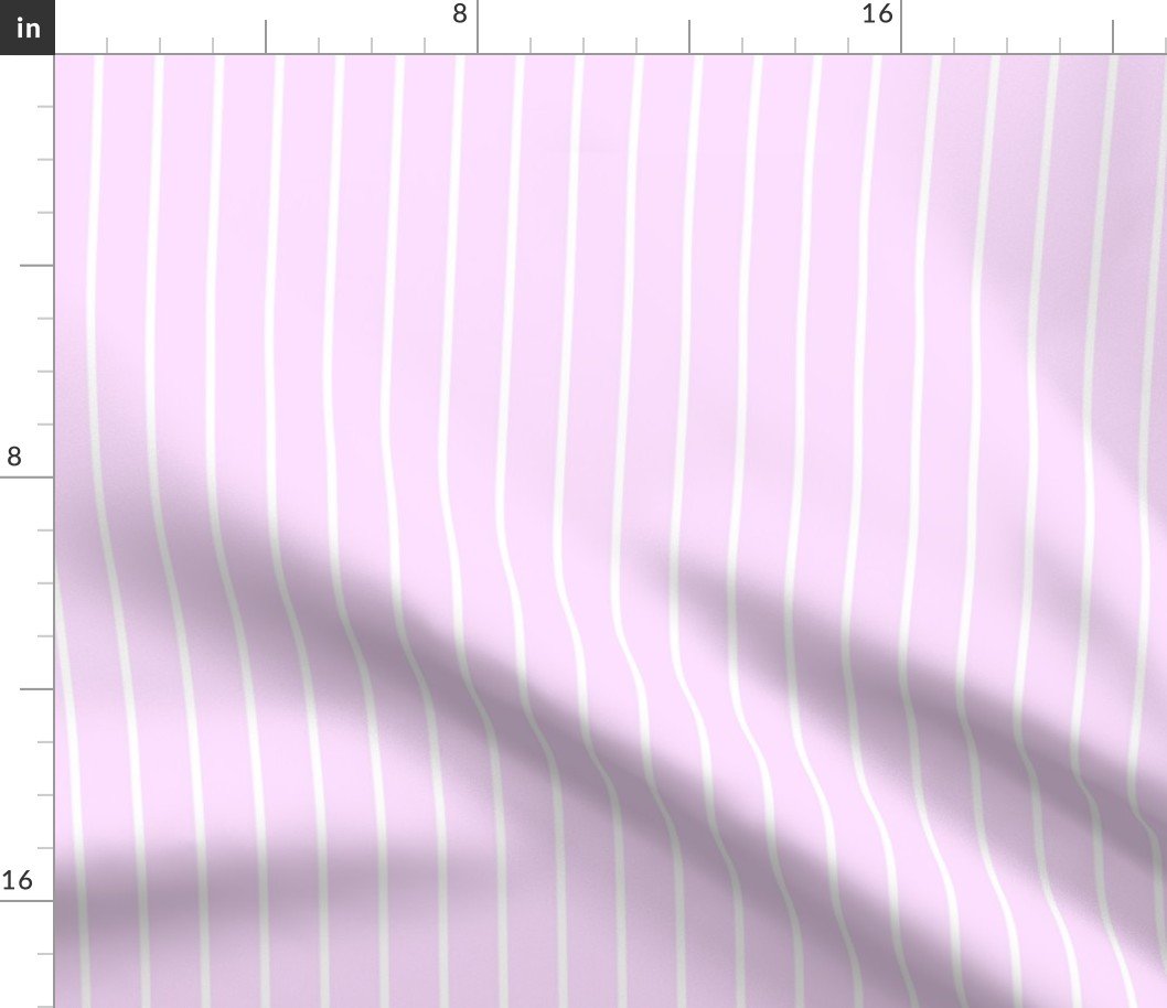 Classic wider 1 Inch White Pinstripe on a Pale Pink Cotton Candy Background Fabric