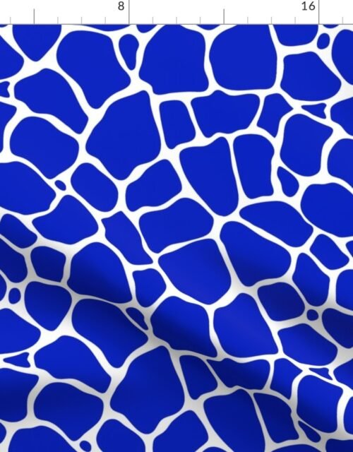 Cobalt Blue Giraffe Animal Hide on White Fabric