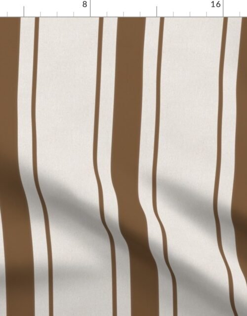 Cocoa  Brown Antique Vintage Mattress Ticking Stripe on Cream Fabric