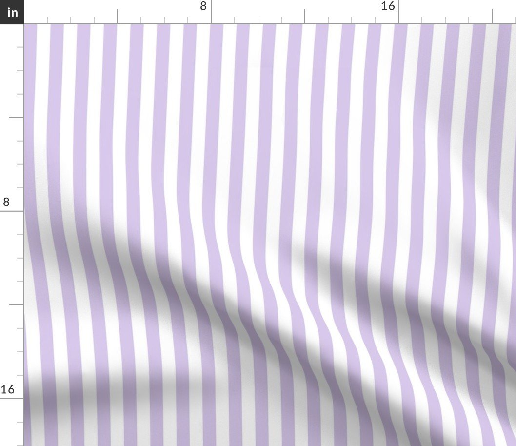 Color of the Year 2023 Digital Lavender and White 1/2 Inch Cabana Stripes Fabric