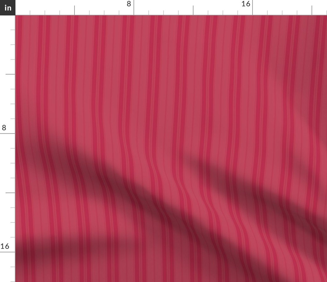 Color of the Year Viva Magenta with Faded Magenta Vertical Mattress Ticking Stripes Fabric