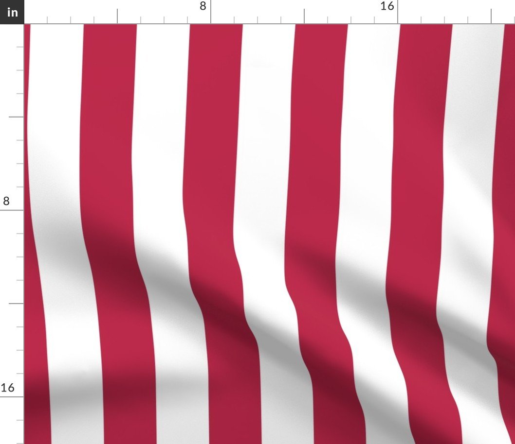 Color of the Year Viva Magenta with White Vertical 2 inch Cabana Stripes Fabric