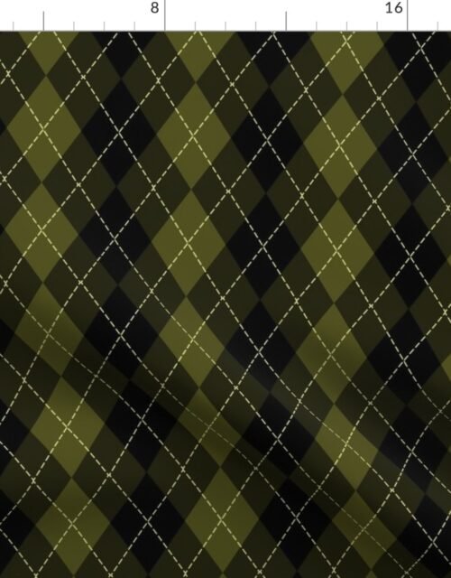 Dark Olive Argyle Diamond Check Fabric