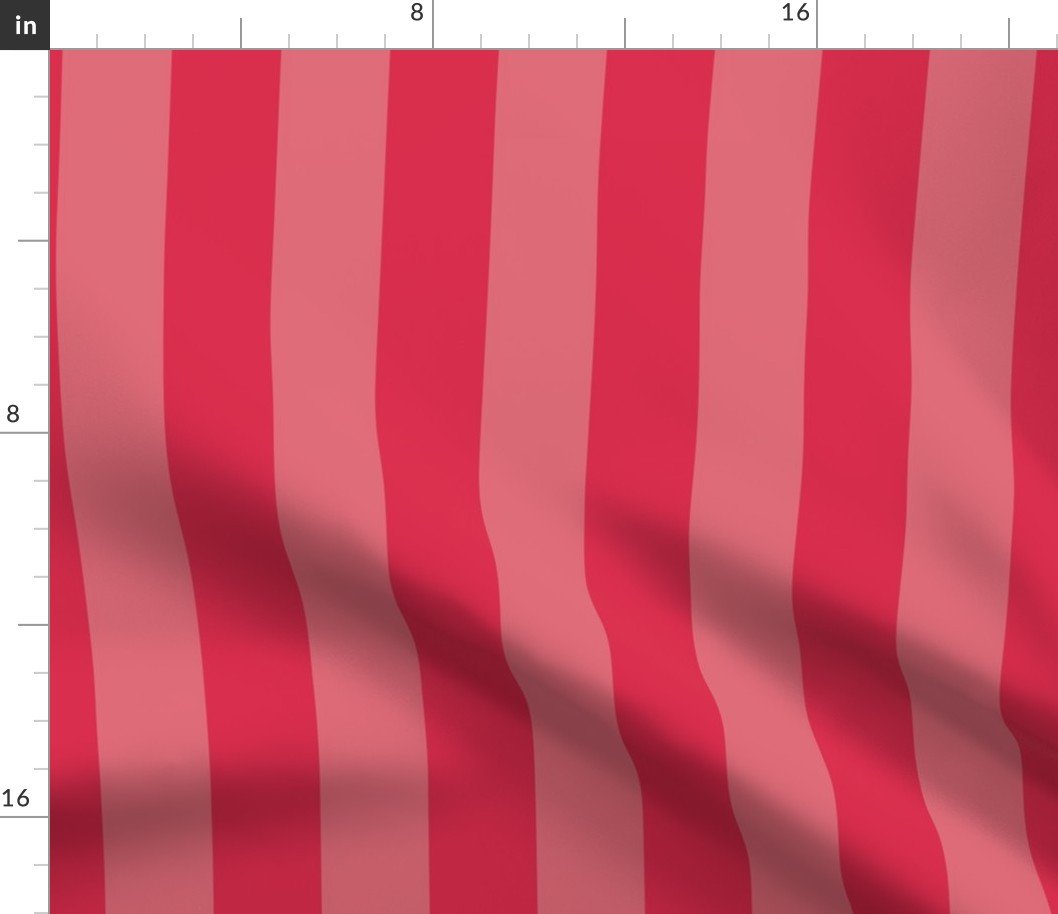 Dark Pink and Faded Dark Pink 2 Inch Vertical Cabana Stripes Fabric