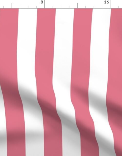 Dark Pink and White 2 Inch Vertical Cabana Stripes Fabric