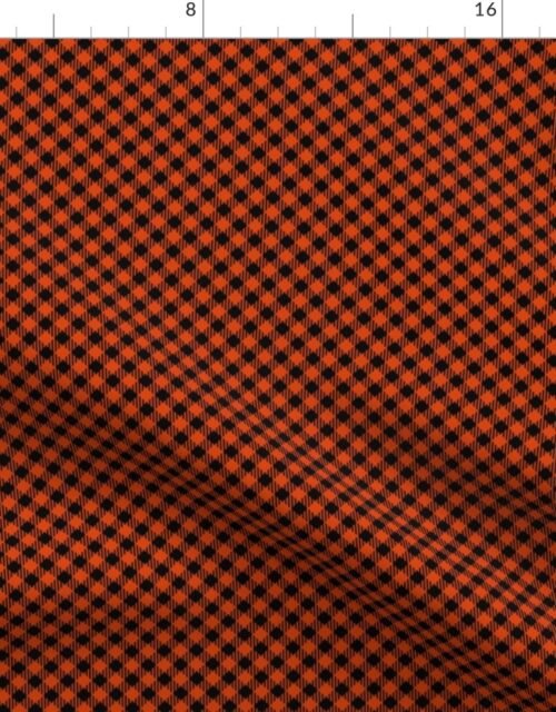 Diagonal Orange and Black Mini 1/4 Inch Buffalo Checks Fabric