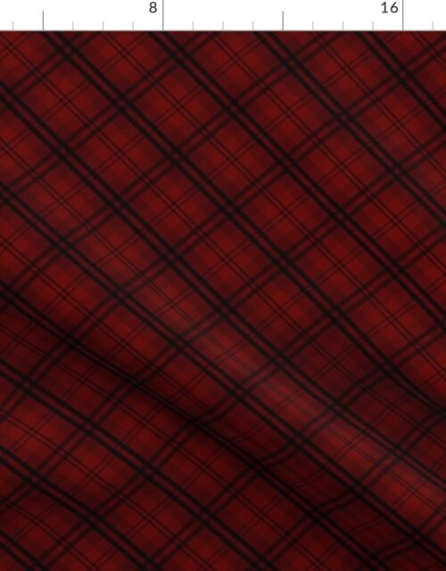 Diagonal Tartan Check Plaid in Christmas Red with Christmas Blue Fabric