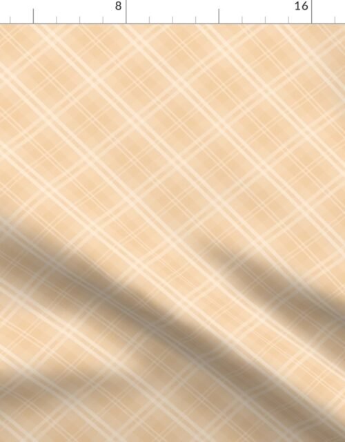 Diagonal Tartan Check Plaid in Pastel Peachy Orange with Peach Lines Fabric