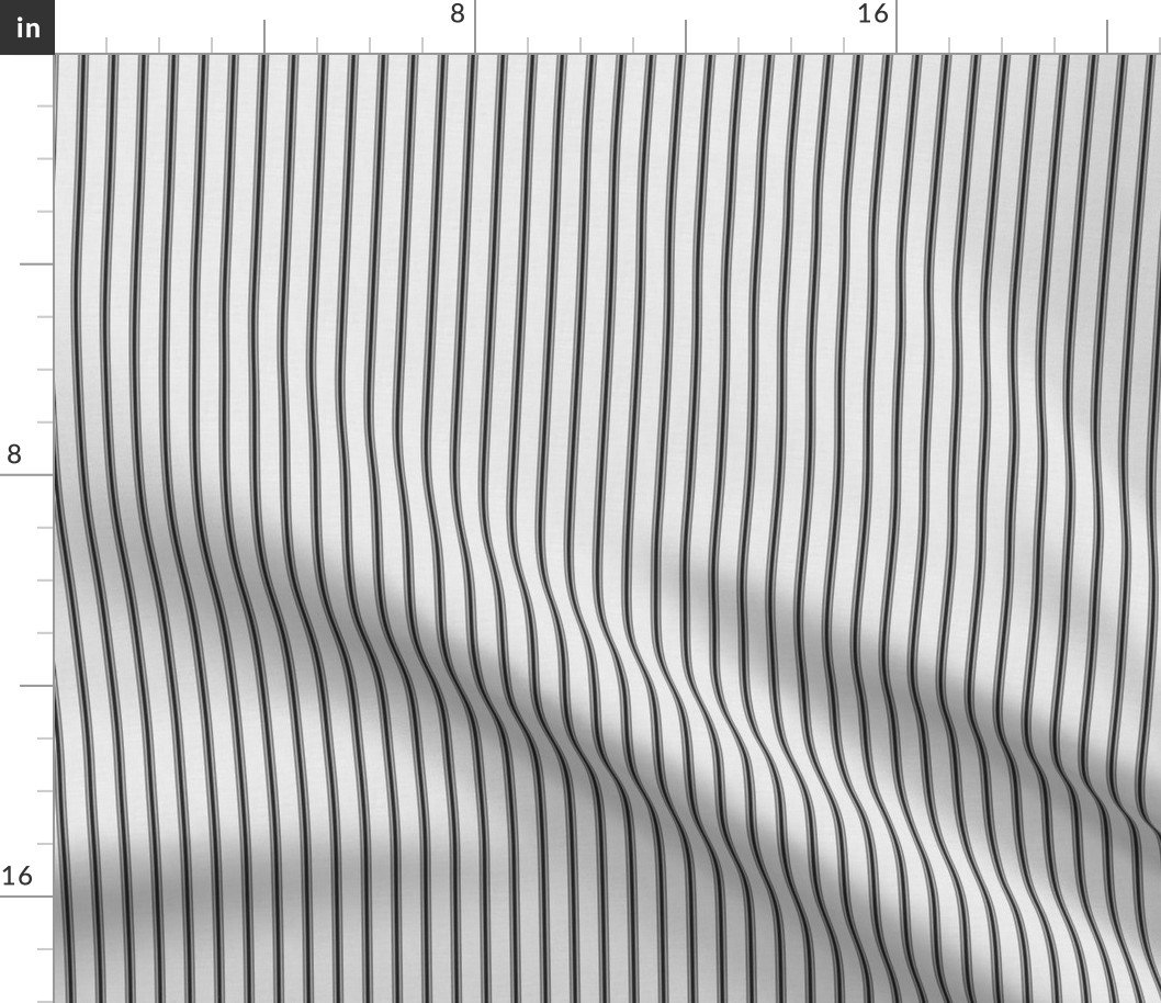 Distressed Vintage Jet Black Mattress Ticking with Half Inch Spacing Fabric