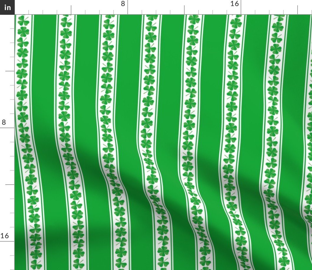 Double Striped St. Patricks 3 and 4-Leafed Shamrocks in Kelly Green Fabric
