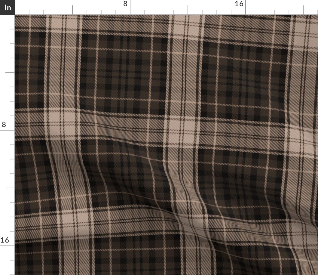 Dress Gordon Scottish Tartan Weave in Muted Faded Natural Brown Fabric
