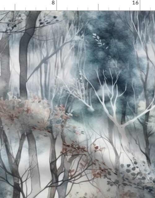 Endless Winter Forest Dreamscape Trees in Misty Forest Fabric