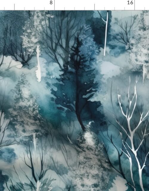 Endless Winter Forest Dreamscape Trees in Misty Forest Fabric