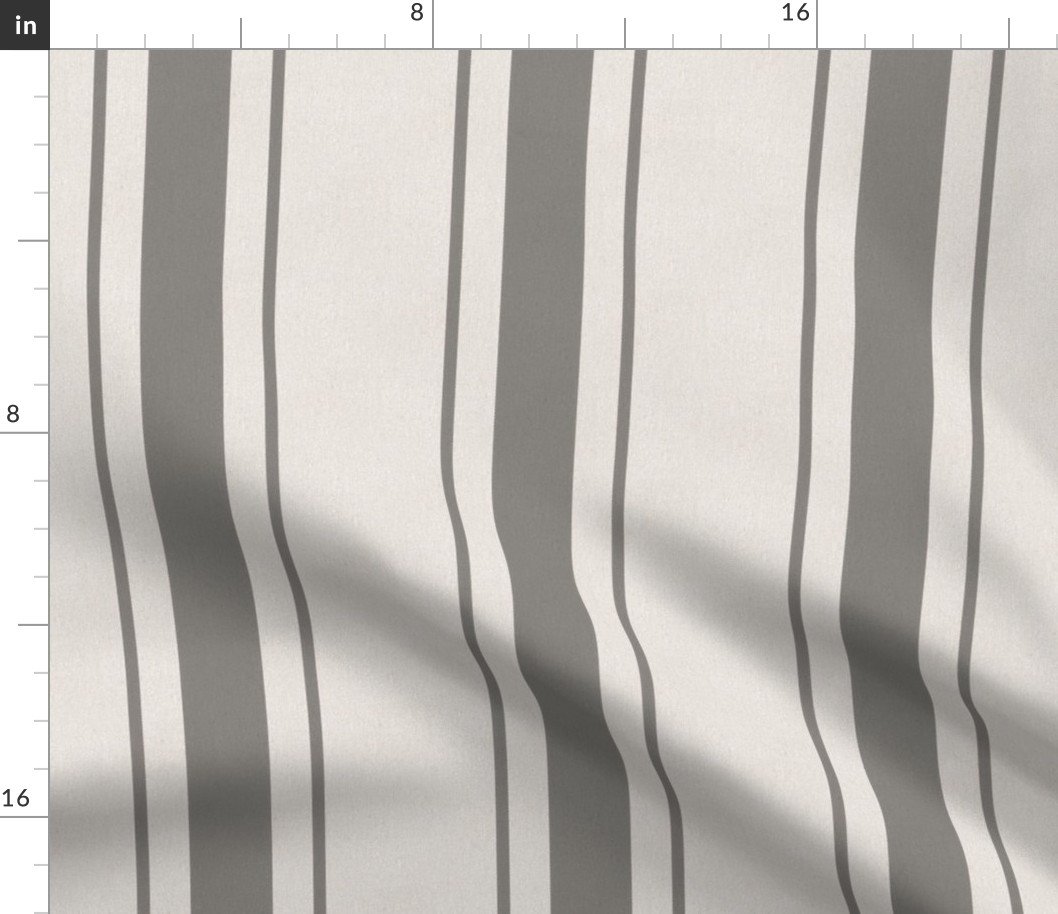 Fog Grey Antique Vintage Mattress Ticking Stripe on Cream Fabric