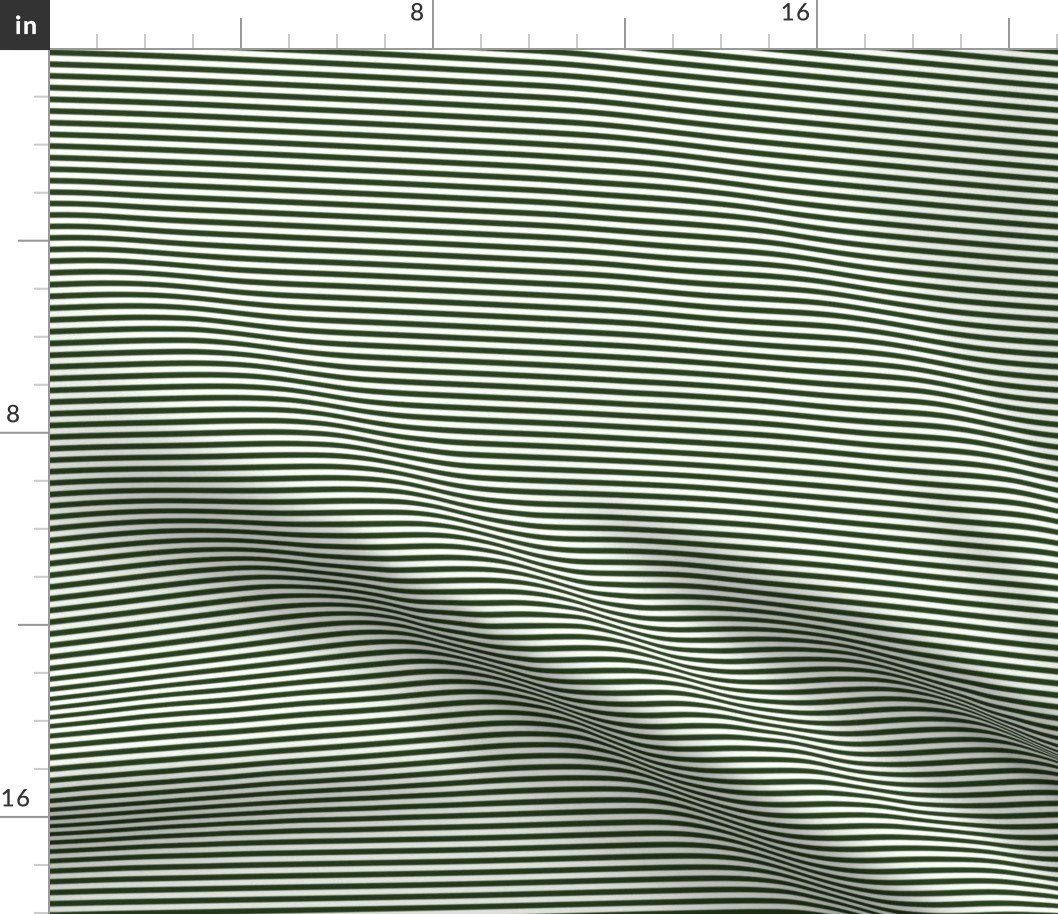 Forest Green and White 1/8-inch Thin Pencil Horizontal Stripes Fabric