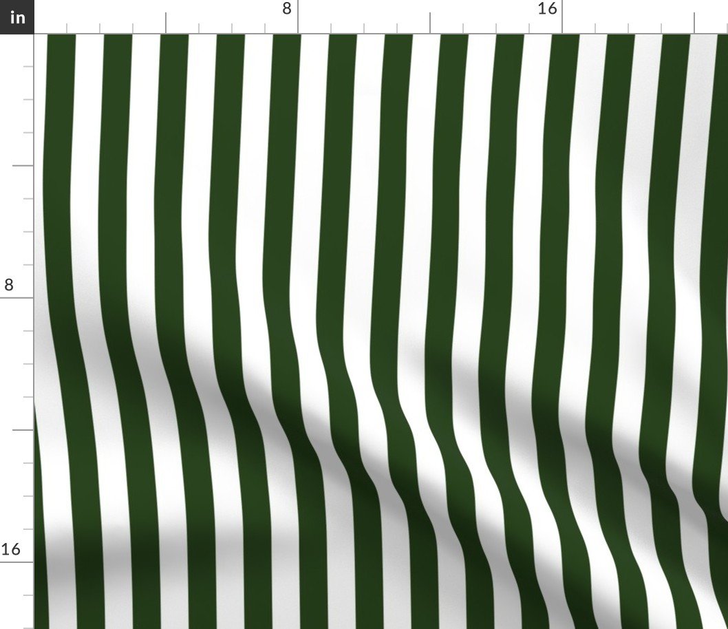 Forest Green and White ¾ inch Deck Chair Vertical Stripes Fabric