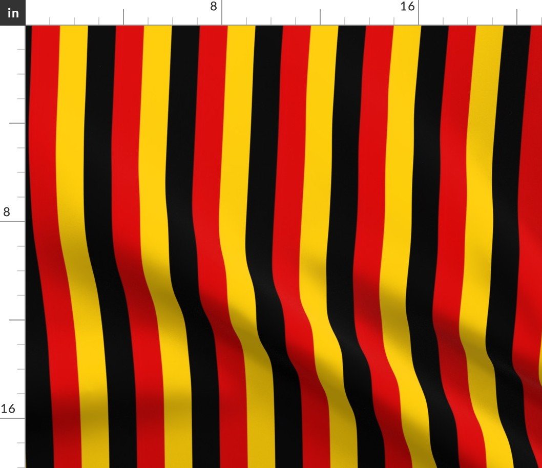 German Flag Colors Red, Gold and Black 1 Inch Vertical Stripes Fabric