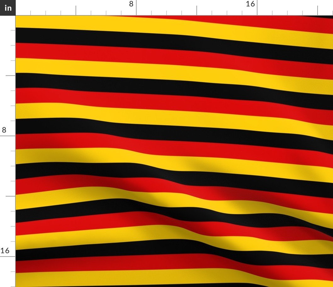 German Flag Colors Red, Gold and Black 1  Inch Horizontal Stripes Fabric