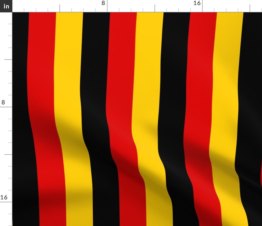 German Flag Colors Red, Gold and Black Large 2 Inch Vertical Stripes Fabric