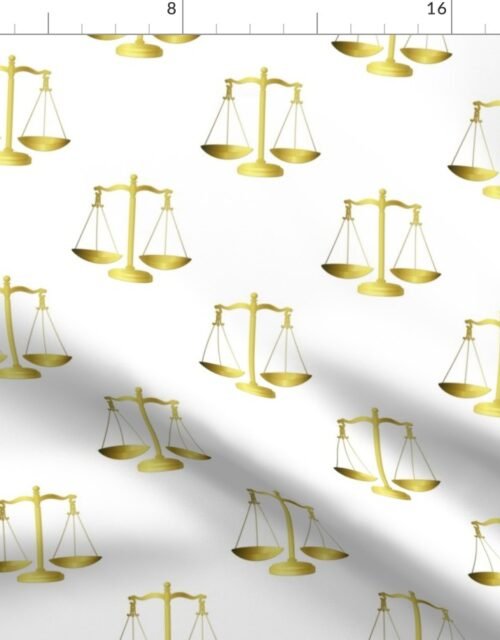 Gold Scales Of Justice on White Fabric